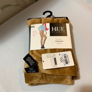 HUE Tan Camel Rubber Brown Corduroy Mid-Rise Leggings XXL New With Tags